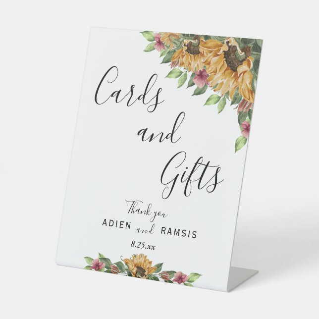 Boho Sunflower Rustic Wedding Cards and Gifts Sign (Front)