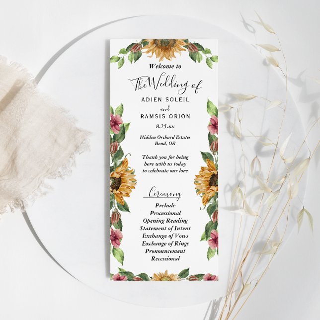 Boho Sunflower Rustic Wildflower Wedding Flat Program (Creator Uploaded)