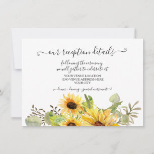 BOHO Sunflower Watercolor Floral Rustic Reception Invitation