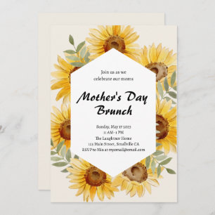 Boho Sunflower Watercolor Mother's Day Brunch  Invitation