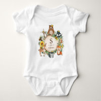 Boho Sunflower Woodland Animals Custom Monogram