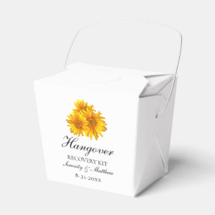 Boho Sunflower Yellow Floral Wedding Hangover Kit Favor Box