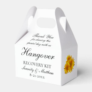 Boho Sunflower Yellow Floral Wedding Hangover Kit Favor Box