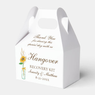 Boho Sunflower Yellow Floral Wedding Hangover Kit Favor Box
