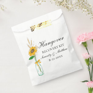 Boho Sunflower Yellow Floral Wedding Hangover Kit Favour Bag