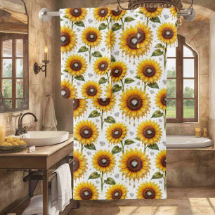 Boho Sunflowers and Diamonds Towel Set