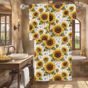 Boho Sunflowers and Diamonds Towel Set