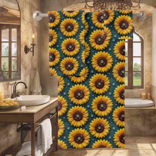 Boho Sunflowers and Diamonds Towel Set (Creator Uploaded)