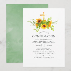 Boho Sunflowers Confirmation Invitation
