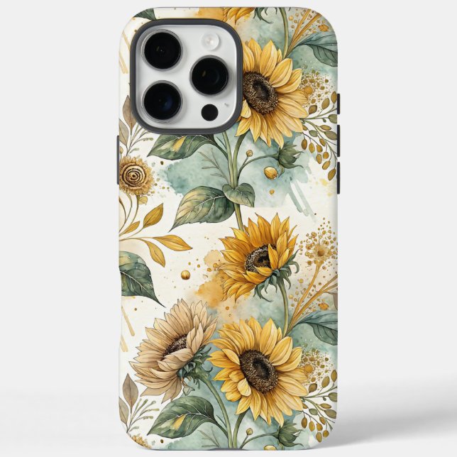 Boho Sunflowers Watercolor Gold Case-Mate iPhone Case (Back)