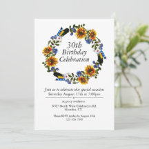 Boho Sunflowers Wreath Customizable 30th Birthday