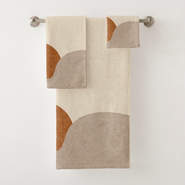 Boho Sunrise Terracotta Cream Sand Bath Towel Set (Insitu)