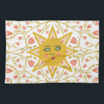 Boho Suns & Flowering Vines Pink Yellow Kitchen Towel<br><div class="desc">Decorate your kitchen with this cool sunshine art towel. Makes a great holiday, housewarming, birthday or wedding gift!
You can customize it and add text too.
Check my shop for lots more colours and patterns!</div>