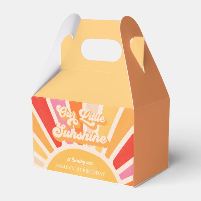 Boho Sunshine 1st Trip Around The Sun Birthday Favor Box (Front Side)