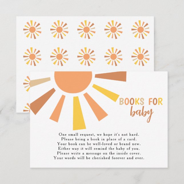 Boho Sunshine Baby Shower Book Request Thank You Card (Front/Back)