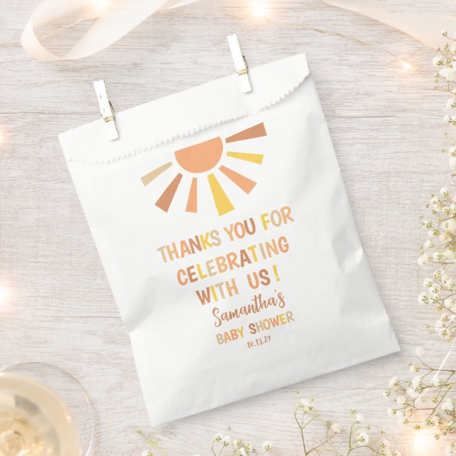 Boho Sunshine Baby Shower Favour Bag (Clipped)