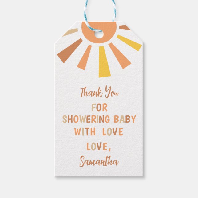 Boho Sunshine Baby Shower Gift Tags (Front)
