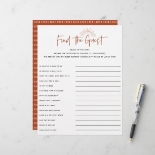 Boho Sunshine Baby Shower Guest Game