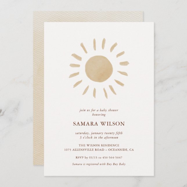 Boho Sunshine Baby Shower Invitation (Front/Back)