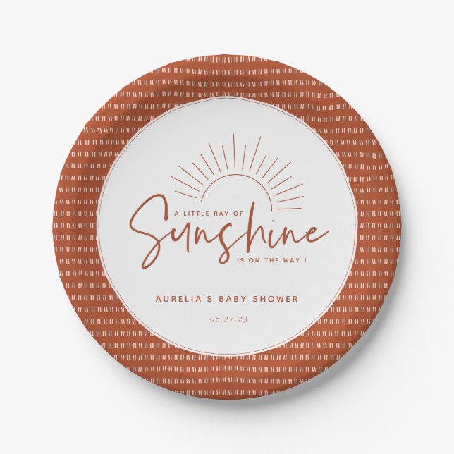 Boho Sunshine Baby Shower Paper Plate (Front)