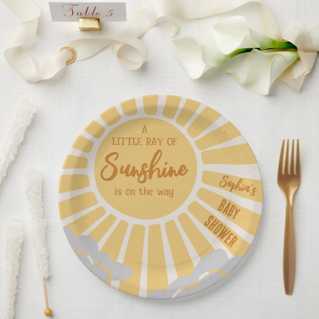 Boho Sunshine Baby Shower Paper Plate (Wedding)