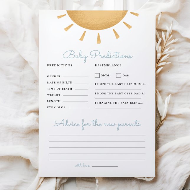 Boho Sunshine Baby Shower Prediction & Advice Game (Creator Uploaded)