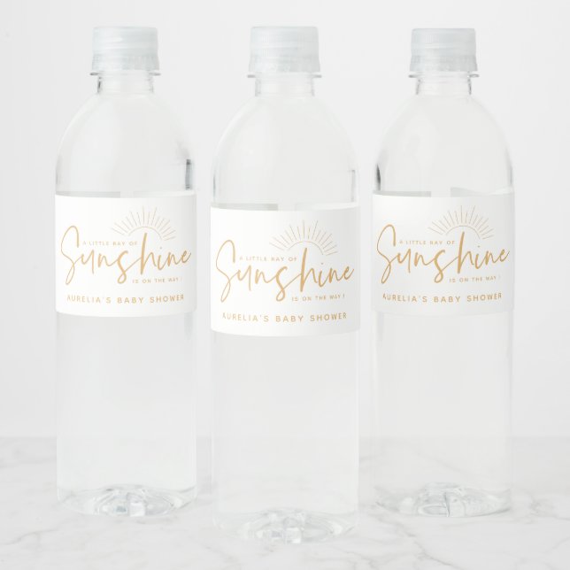 Boho Sunshine Baby Shower Water Bottle Label (Bottles)