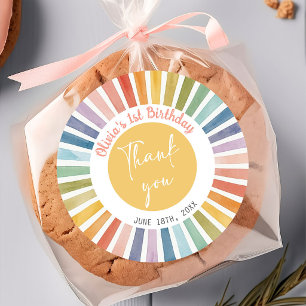 Boho Sunshine Birthday Classic Round Sticker
