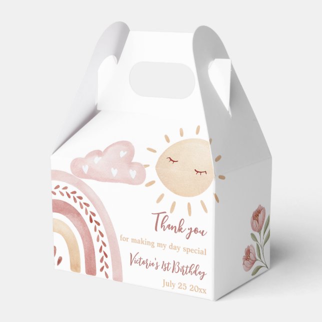 Boho Sunshine Birthday Party Favor Box (Front Side)