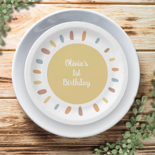 Boho Sunshine Birthday Party Paper Plate