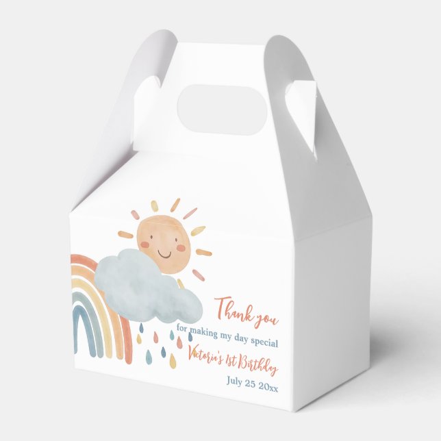 Boho Sunshine Birthdayb Party Favor Box (Front Side)