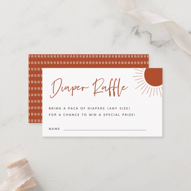 Boho Sunshine Diaper Raffle Enclosure Card (Front/Back In Situ)