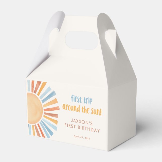 Boho Sunshine First trip around the sun birthday Favor Box (Front Side)
