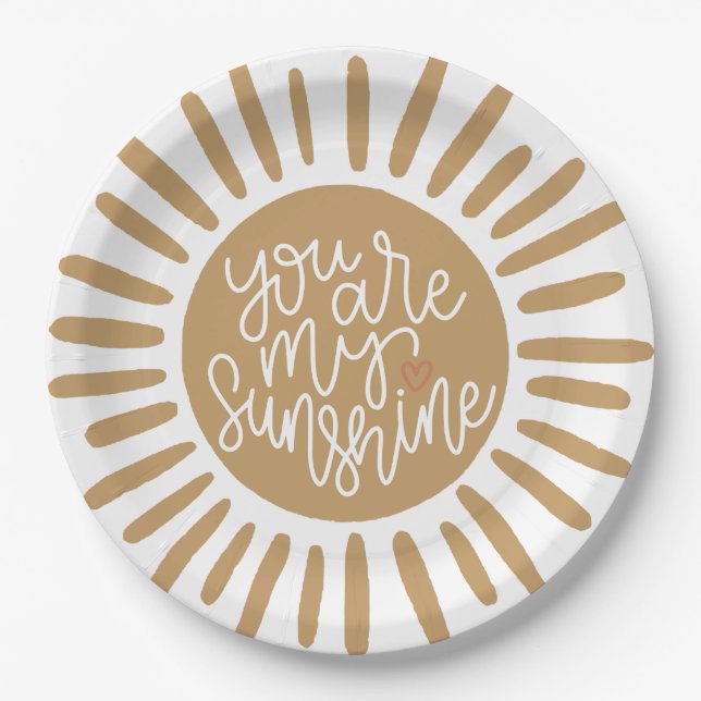 boho sunshine for birthday or baby shower paper plate (Front)