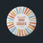 Boho Sunshine Gender Neutral Baby Shower 2 Inch Round Button<br><div class="desc">Welcome your little ray of sunshine with this Boho Sunshine Gender Neutral Baby Shower Button featuring an adorable yellow,  gold,  orange,  blue and peach watercolor sunshine.</div>