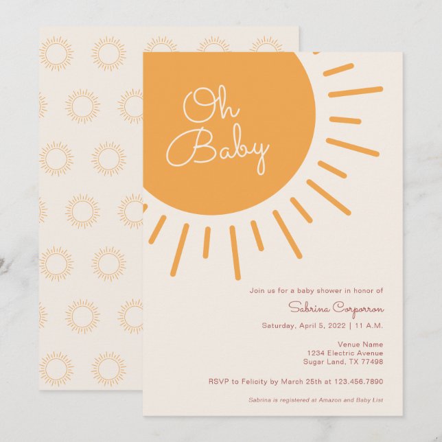 Boho Sunshine Gender Neutral Baby Shower Invitatio Invitation (Front/Back)