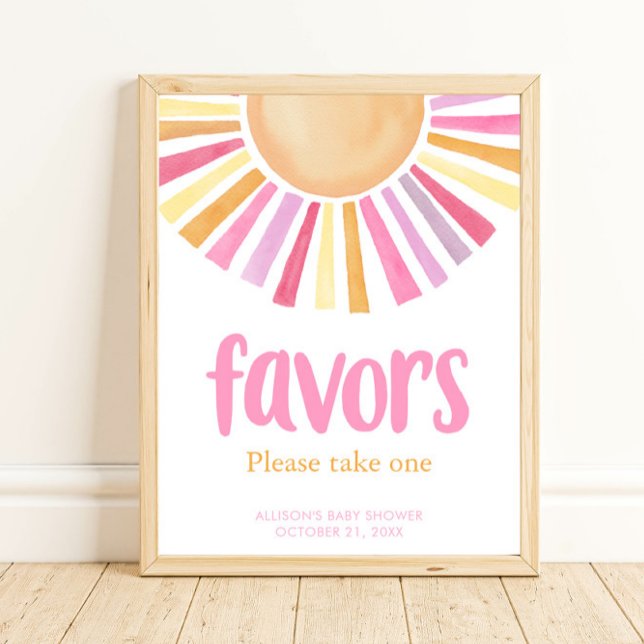 Boho sunshine girl baby shower favours sign (Creator Uploaded)