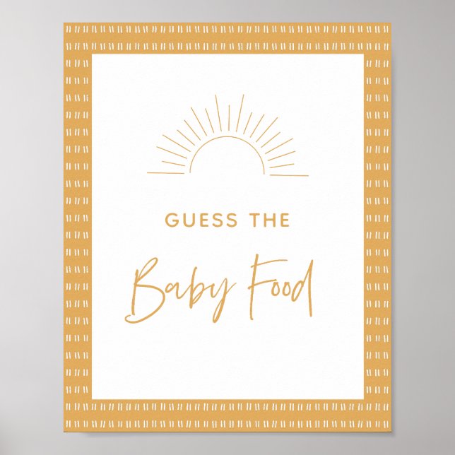 Boho Sunshine Guess The Food Baby Shower Poster (Front)