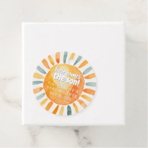 Boho Sunshine Here Comes the Son Baby Shower Favour Tags