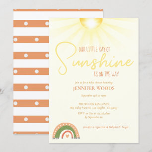 Boho Sunshine Rainbow Baby Shower Invitation