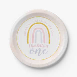 Boho Sunshine, Rainbows and Fun First Birthday Paper Plate