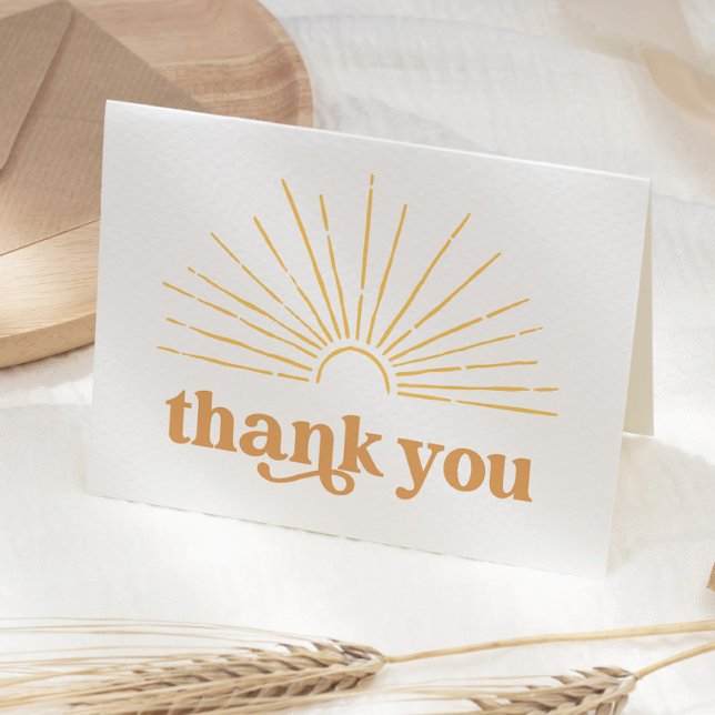 Boho Sunshine Sun Baby Shower Thank You Card (Creator Uploaded)