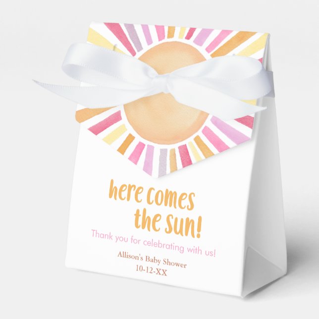 Boho sunshine sun girl baby shower  favor box (Front Side)