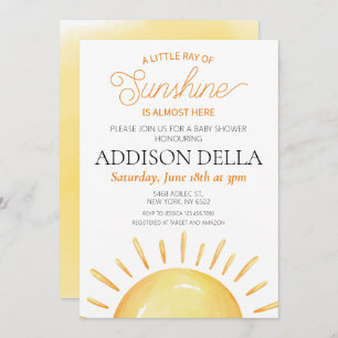 Boho Sunshine Sun Themed Boy Girl Baby Shower Invitation