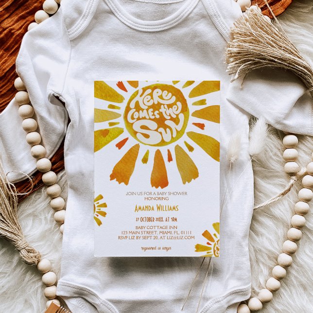 Boho Sunshine Watercolor Baby Shower Invitation (Creator Uploaded)