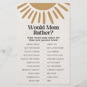 boho sunshine would mom rather baby shower game 