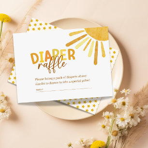 Boho Sunshine Yellow Baby Shower Diaper Raffle Enclosure Card