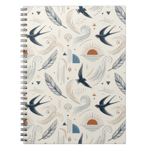 Boho Swallow & Sun Notebook