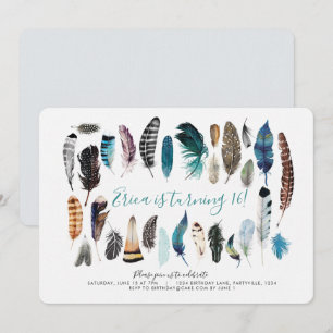 Boho Sweet 16 Feather Invitation Anniversaire