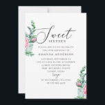 Boho Sweet 16. Garden pink floral 16th birthday Invitation<br><div class="desc">Watercolor pink floral Sweet 16 birthday invitation with elegant script. Suitable for summer boho botanical garden party theme.</div>